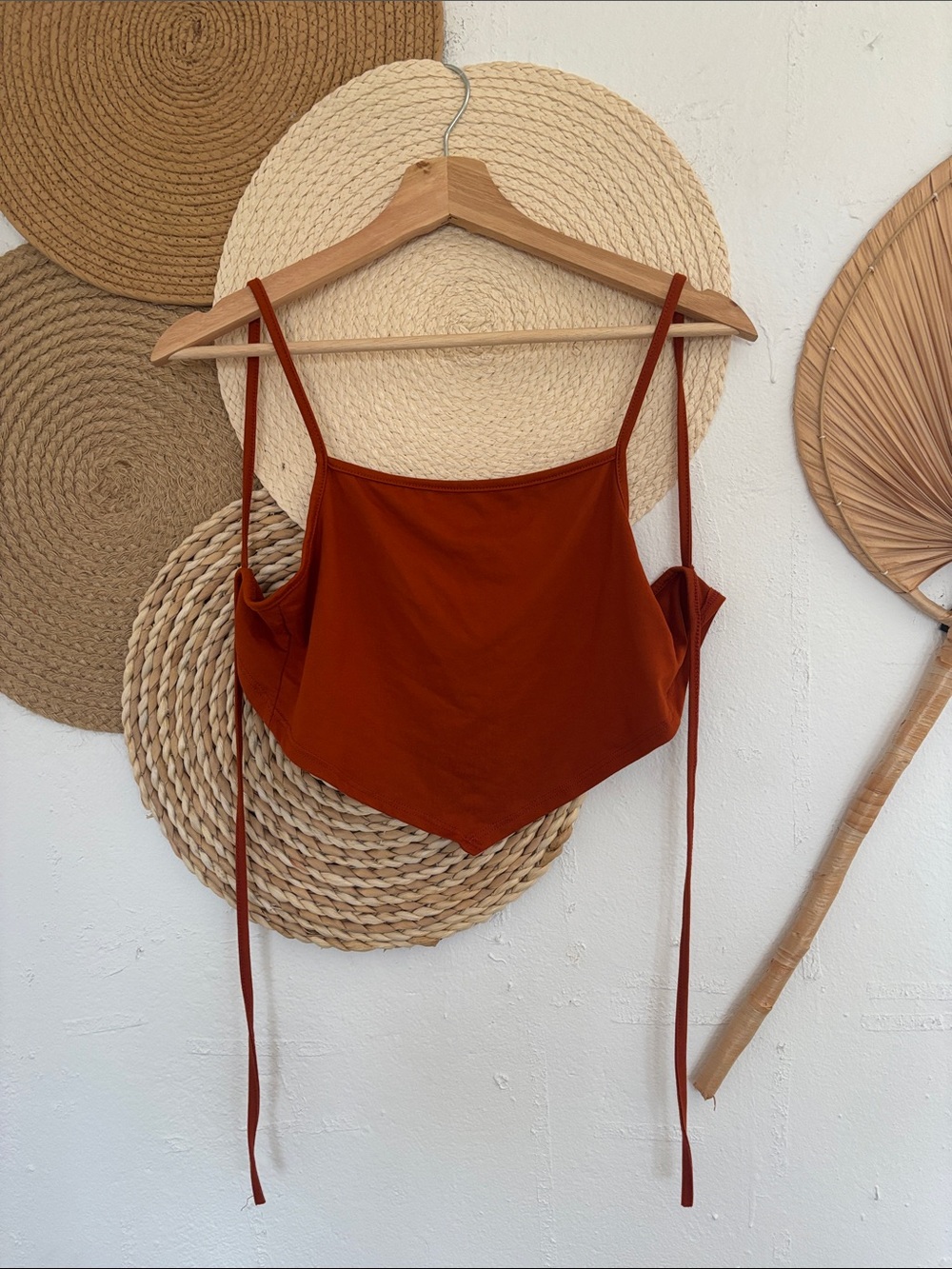 gaze Rust-Red Cropped Handkerchief Hem Cami